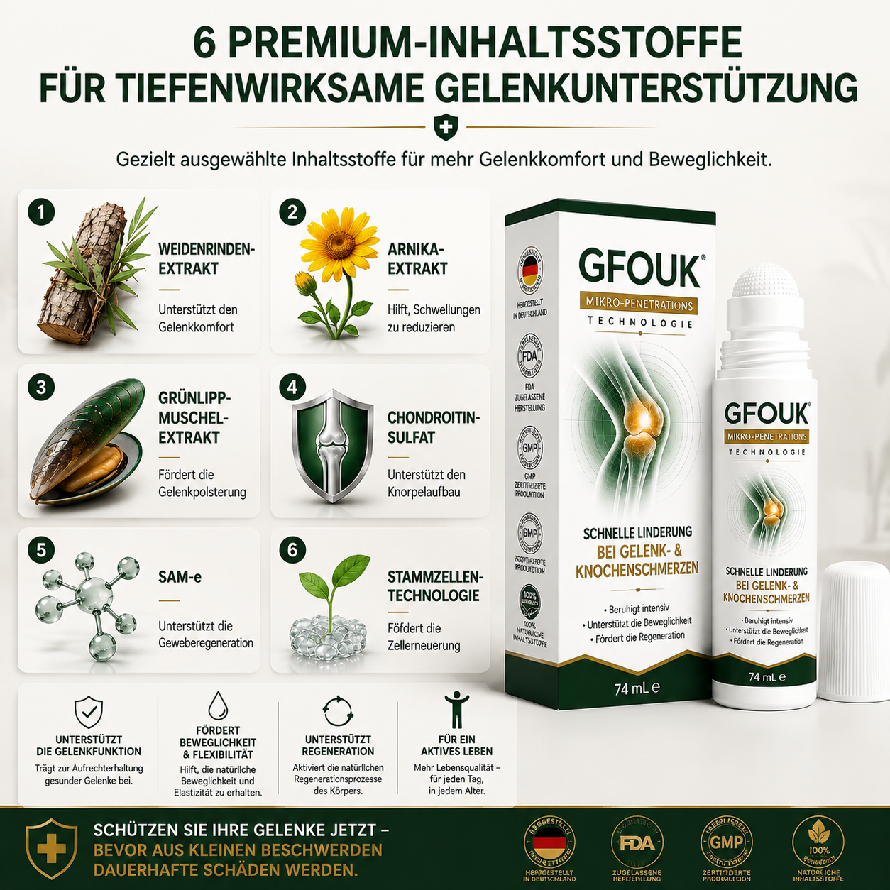 GFOUK® 0,05 mm Mikro-Nadel-Roller zur Unterstützung der Knochen- und Gelenkregeneration