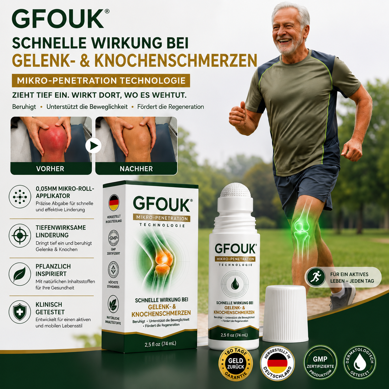 GFOUK® 0,05 mm Mikro-Nadel-Roller zur Unterstützung der Knochen- und Gelenkregeneration