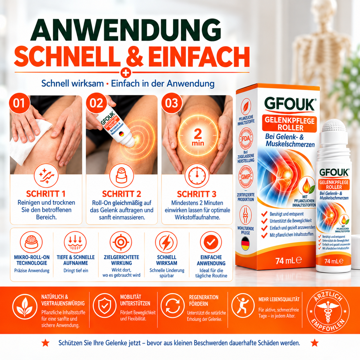 GFOUK® 0,05 MM Mikro-Nadel-Roller zur Unterstützung der Knochen- und Gelenkregeneration (0.05MM)