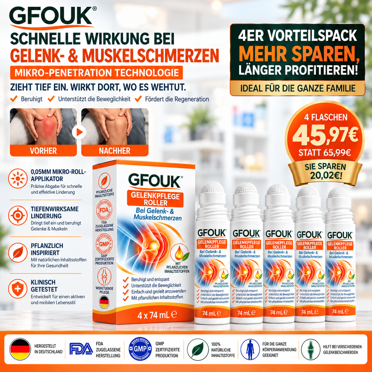 GFOUK® 0,05 MM Mikro-Nadel-Roller zur Unterstützung der Knochen- und Gelenkregeneration (0.05MM)